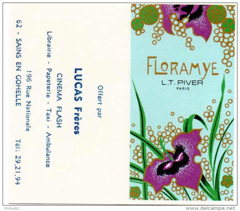 Carte Parfumée Floramye, L.T Piver, Paris. Au Verso Calendrier 1978. Offert Par Lucas Frères à Sains En Gohelle. - Modernes (à Partir De 1961)