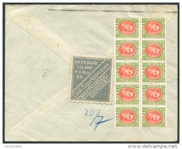 ICELAND TO GERMANY PAQUEBOT Cover 31 Stamps 1932 - Lettres & Documents