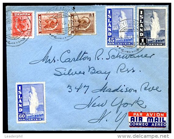 ICELAND TO USA Air Mail Cover 1946 VF - Covers & Documents