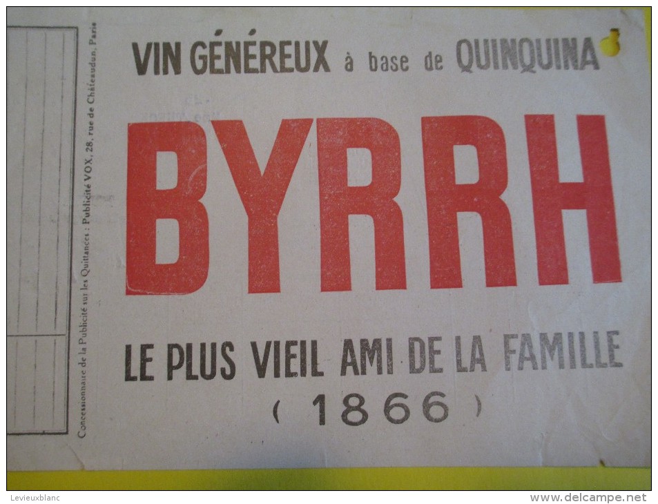 Quittance D´Abonnement / Société Du Gaz De Paris/ Four /Publicité BYRRH/1933-34         GEF13 - Electricity & Gas