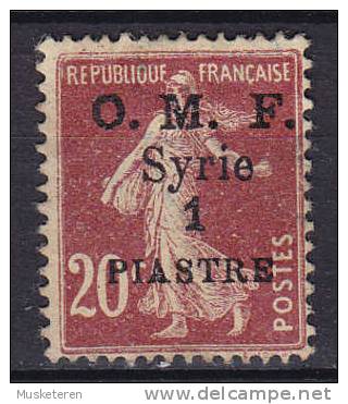 Syria 1921 Mi. 156     1 P Auf 20 C Semeuse Overprinted O.M.F. Syrie PIASTRES MNG - Neufs