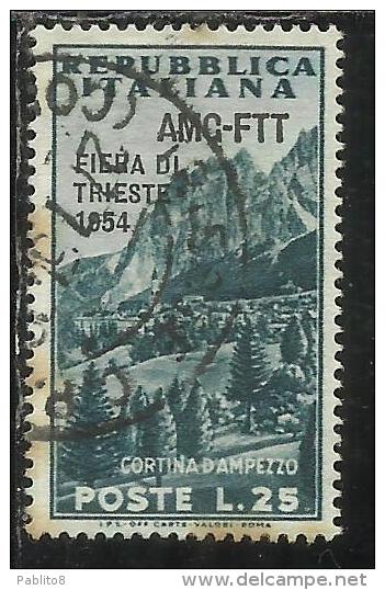 TRIESTE A 1954 AMG - FTT ITALIA ITALY OVERPRINTED VI FIERA 6TH FAIR LIRE 25 USATO USED - Poste Exprèsse