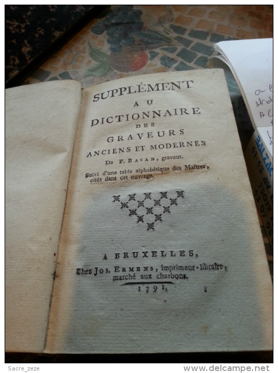 SUPPLEMENT AU DICTIONNAIRE DES GRAVEURS-BASAN-1791 - 1701-1800