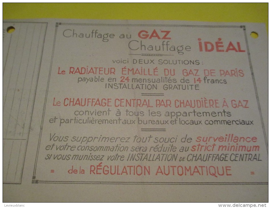 Quittance D´Abonnement / Société Du Gaz De Paris/ 1934         GEF23 - Elektriciteit En Gas