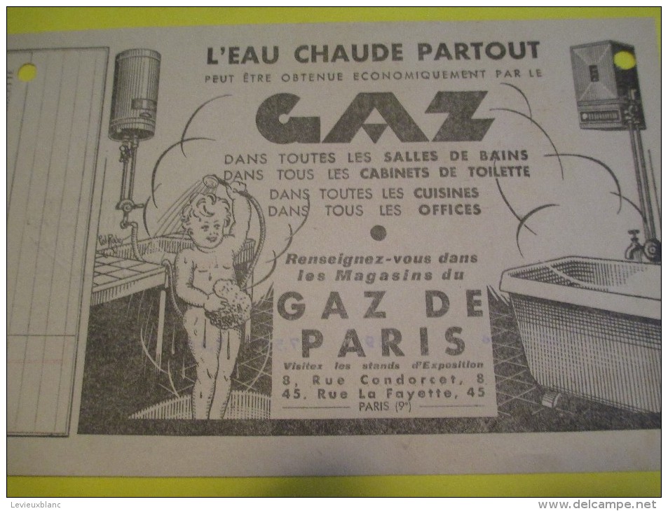 Quittance D´Abonnement / Société Du Gaz De Paris/ 1935       GEF35 - Electricity & Gas