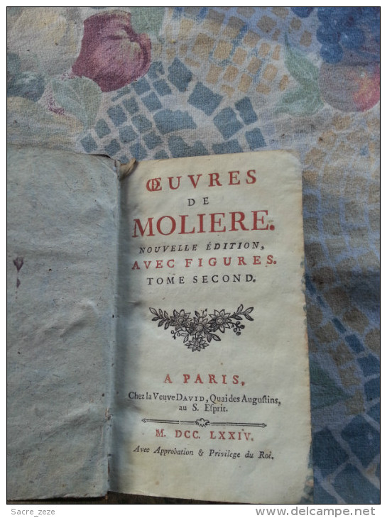 OEUVRES DE MOLIERE TOME 2 AVEC FIGURES- 1774 - 1701-1800