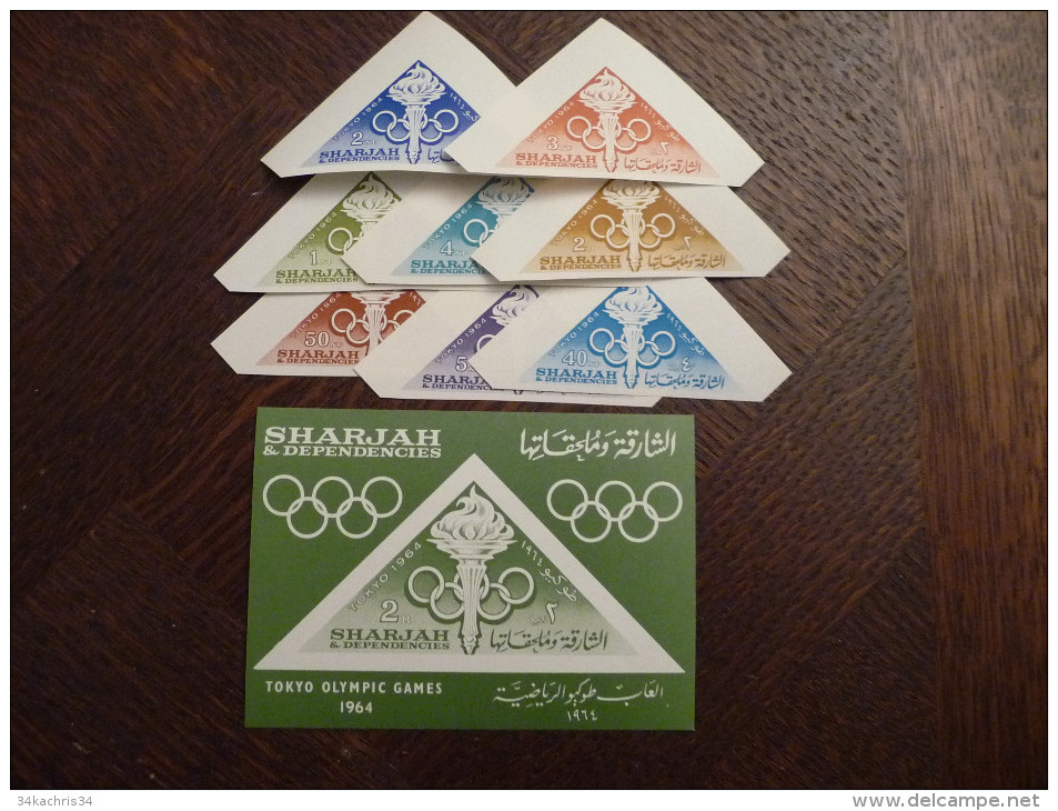 Série TP  + Bloc Non Dentelé Sharjah And Dependance Jeux Olympiques De Tokyo 1964 - Ete 1964: Tokyo