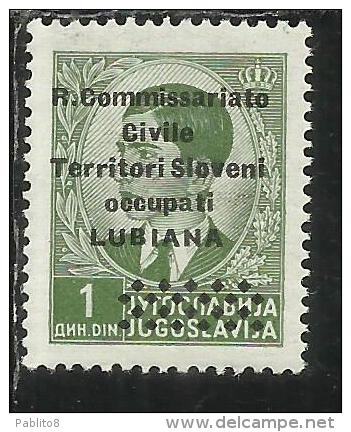 OCCUPAZIONE ITALIANA ITALY ITALIA LUBIANA 1941 R.  COMMISSARIATO 1 D MNH - Lubiana