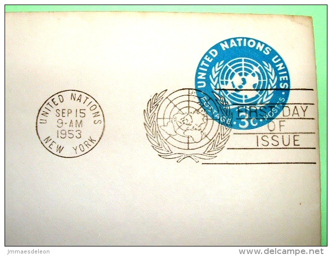 United Nations New York (USA) 1953 FDC Stationery Stamped Enveloppe - 3c - Emblem - Cartas & Documentos