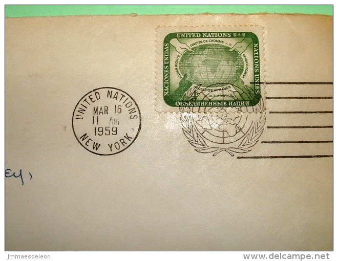 United Nations New York (USA) 1959 Cover To Baltimore - Hands And Earth Globe - Cartas & Documentos