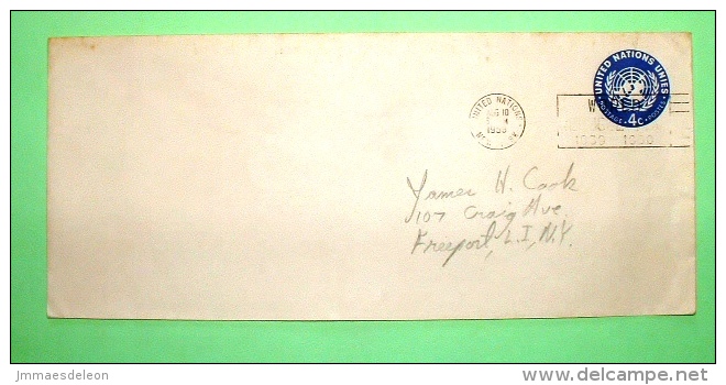 United Nations New York (USA) 1959 Stamped Enveloppe To Freeport - 4c - Emblem - Cartas & Documentos