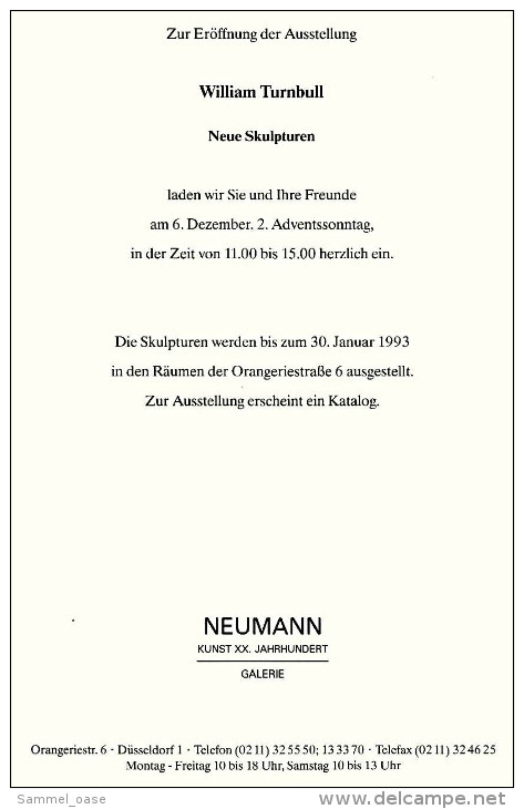 Ausstellungs-Heft Von William Turnbull - Bildhauer Und Maler -  1992 Düsseldorf - Sonstige & Ohne Zuordnung