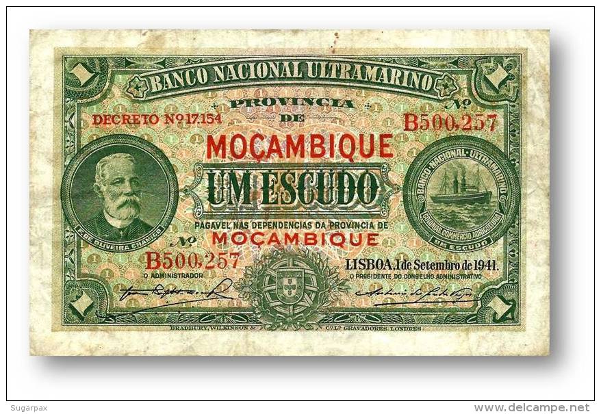 MOZAMBIQUE - 1$00 - 1 ESCUDO - 01.09.1941 - P 81 - F. De OLIVEIRA CHAMIÇO - PORTUGAL - Mozambico