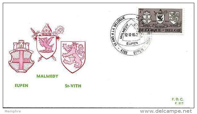 FDC 50 Ans Eupen &amp; Malmedy COB: 1566  Mi 1620 - 1961-1970