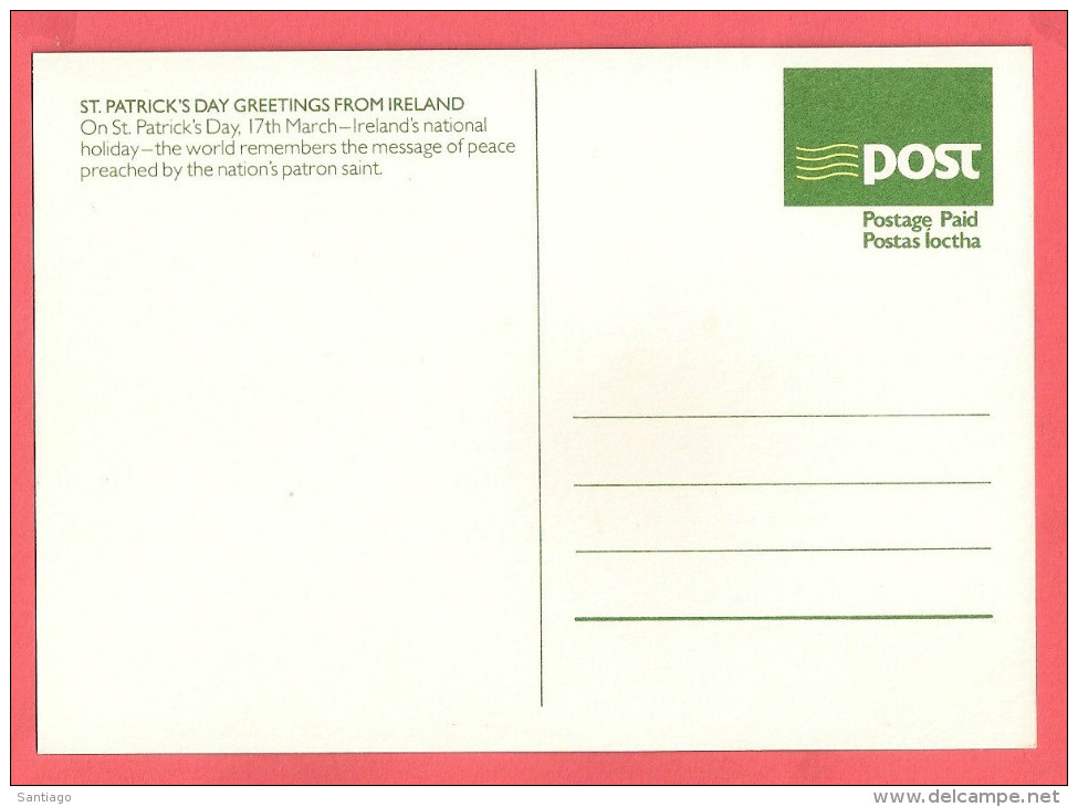 Postcards / Carta Poist : St Patricks Day  - PSPC14 ( Dove - Duif  ) New - Postal Stationery