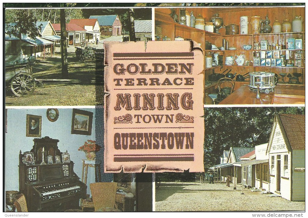 Queenstown  Golden Terrace Mining Town  P2001 Tiki Card Pictorial Publications Ltd Hastings NZ  Front & Back Shown - New Zealand