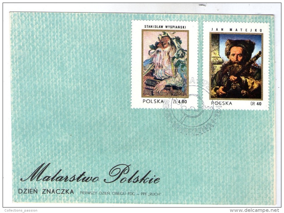 Lettre , POLSKA , Pologne ,1972 , 2 Timbres , WARSZAWA , Malarstwo Polskie , Dzien Znaczka - Covers & Documents