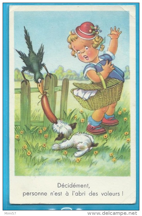 C.P.A. Enfant Chien Et Corbeau - Humorous Cards