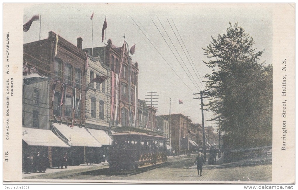 B77608  Barrington Street Halifax  Tramway  Canada Scan Front/back Image - Halifax