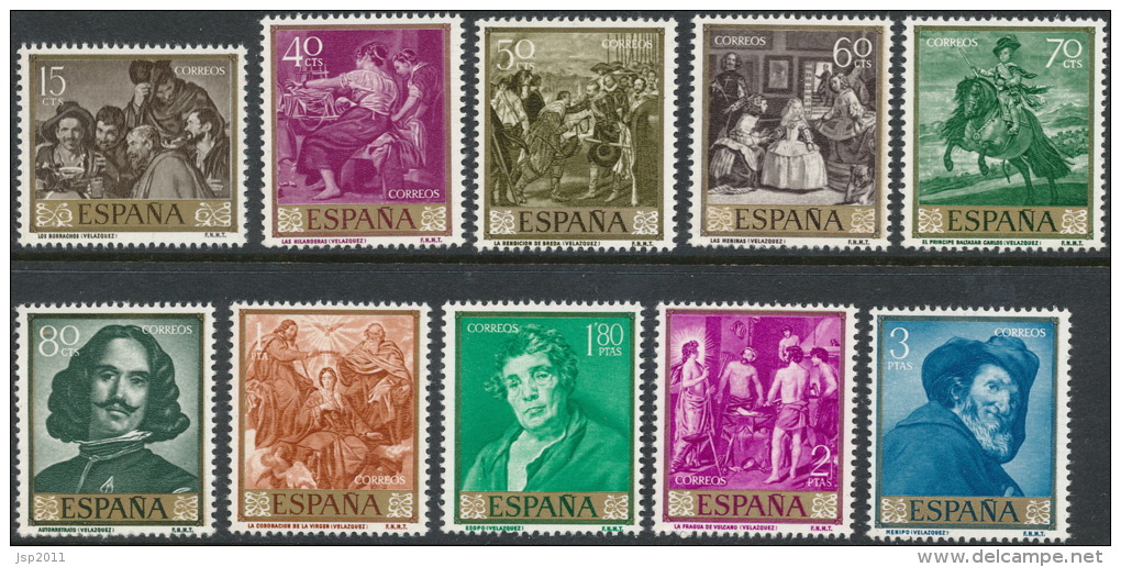 Spain 1959 Edifil # 1238-1247. Velazquez, MNH (**) - Nuevos