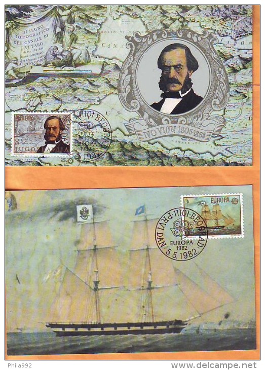 Yugoslavia 1982 Y Official Max C. Europa Cept Historical Discoveries Mi No 1919-20 Postmark Beograd 05.05. - Cartes-maximum