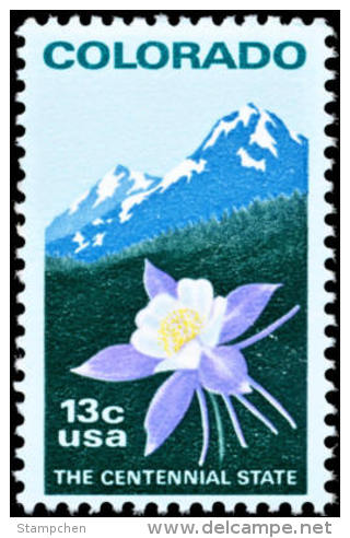 1977 USA Colorado Statehood Stamp #1711 Columbine Flower Rocky Mountain Mount Rock History - Other & Unclassified