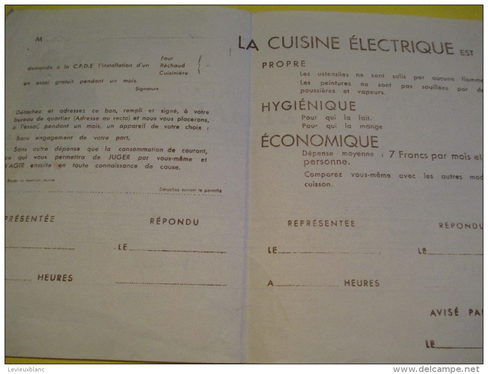 Quittance D´électricité/ Compagnie Parisienne De Distribution D´Electricité/Cuisine électrique/ 1937  GEF40 - Elektriciteit En Gas