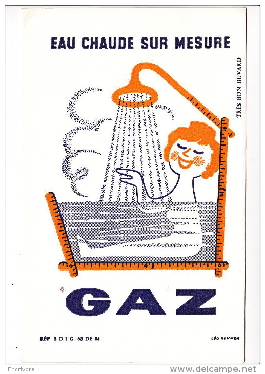 Buvard GAZ Eau Chaude Sur Mesure LEO KOUPER Femme Baignoire Douche Et Double Metre - Electricité & Gaz