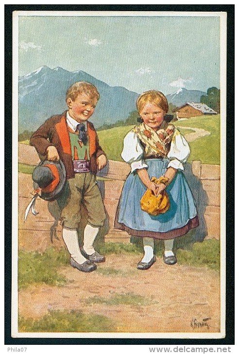 Feiertag, K. - Boy, Girl, National Costume ------- Postcard Not Traveled - Feiertag, Karl