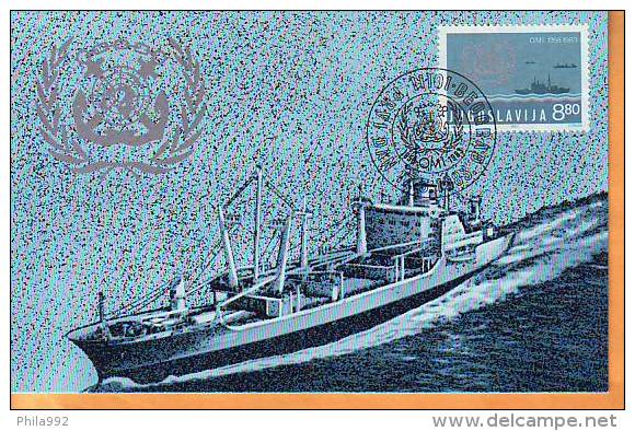 Yugoslavia 1983 Y Official Max C. Organisations OMI Sea Travel Mi No 1976 Postmark Beograd 17.03. - Cartes-maximum