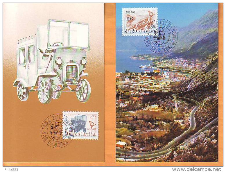 Yugoslavia 1983 Y Official Max C. Postal History Montenegro Mi No 1989-90 Postmark Beograd 27.05. - Cartes-maximum