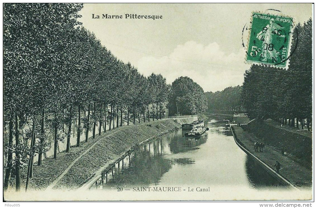 51. SAINT- MAURICE (MARNE) LE CANAL. PENICHE..PECHEURS...C1582 - Autres & Non Classés