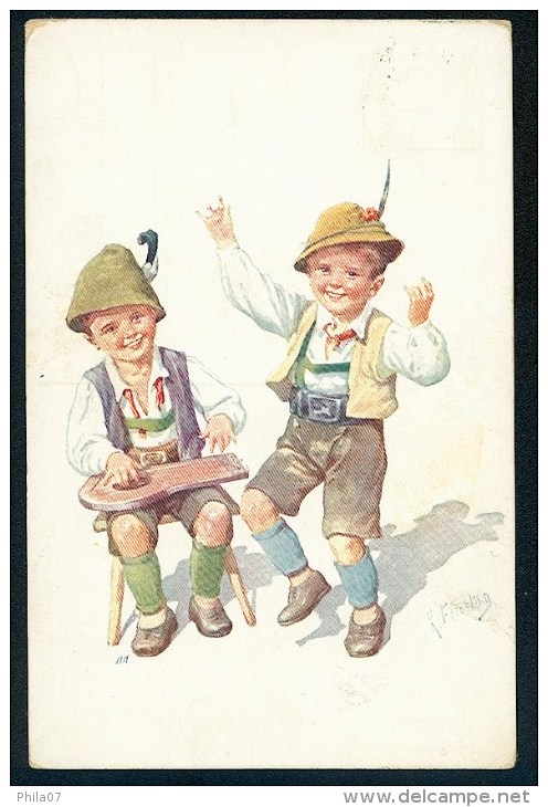 Feiertag, K. - Two Boys, Dance - B.K.W.I. 357-5 ------- Postcard Traveled - Feiertag, Karl