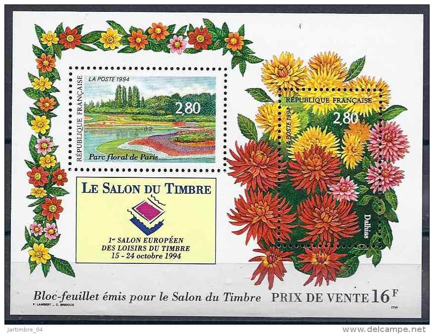 1994 FRANCE BF 16** Salon Du Timbre, Fleurs - Neufs