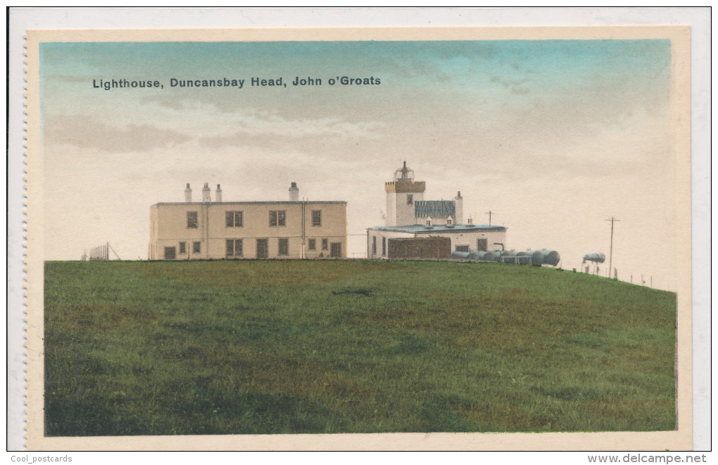 SCOTLAND, CAITHNESS, JOHN O'GROATS, LIGHTHOUSE, DUNCANSBAY HEAD, NM Cond.  Hand Coloured PC, Unused - Caithness