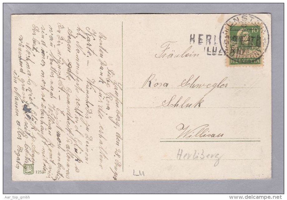 Heimat LU HERLIBERG (Luzern) 1923-08-28 Lang-stempel Auf AK Litho - Lettres & Documents