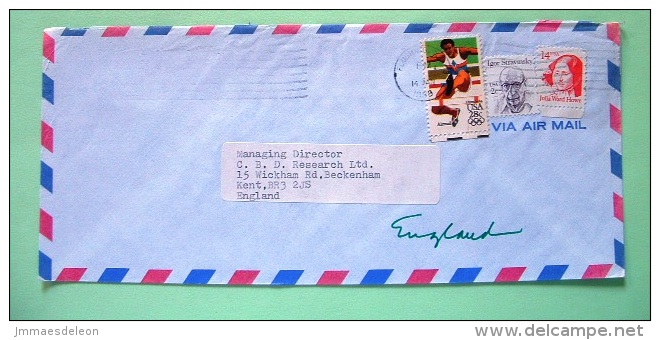 USA 1988 Cover Flushing To England - Olympics Sports Jump - Igor Stravinsky Music - Julia Ward Howe - Lettres & Documents