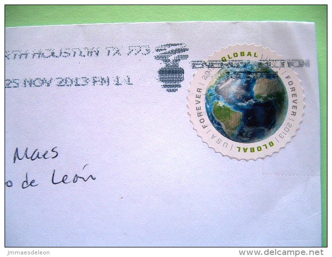 USA 2013 Cover Houston To Nicaragua - Earth Globe - Round Shape Stamp - Brieven En Documenten