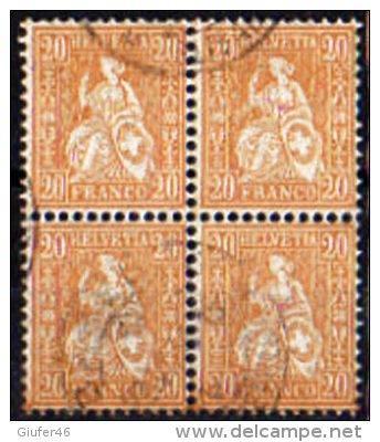 SUISSE : 1881 QUARTINA Obliterata Del N: 53 - Gebraucht