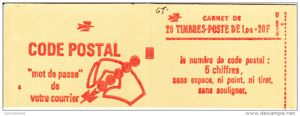 FRANCE Carnet CA1973-C1 De 20 Timbres Verts Sabine De Gandon à 1,00 F (voir Scan) - Modernes : 1959-...