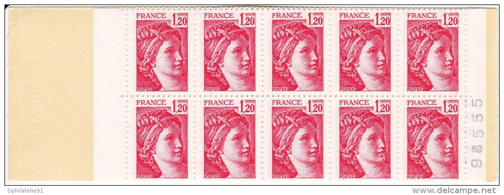 FRANCE Carnet CA1974-C4 De 20 Timbres Rouges Type Sabine De Gandon à 1,20 F (voir Scan) - Moderni : 1959-…