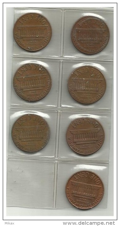 UNITED STATES - 7 Coins 1 Cent - 1964 D, 1967, 1967, 1969 D, 1970 D, 1973, 1979 - Used - 1959-…: Lincoln, Memorial Reverse