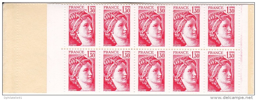 FRANCE Carnet CA2059-CA De 20 Timbres Rouges Sabine De Gandon à 1,30 F (voir Scan) - Modernes : 1959-...