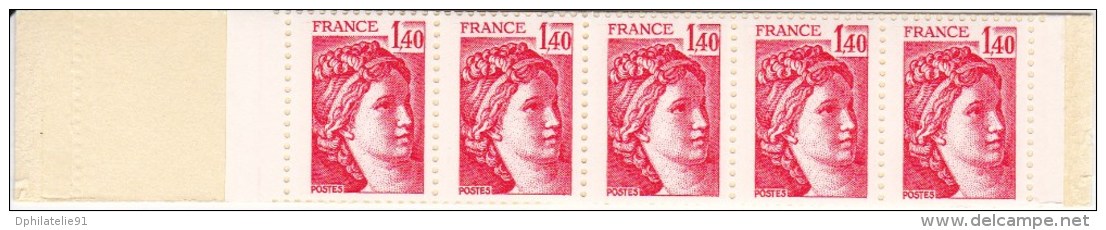 FRANCE Carnet CA2102-C1 De 5 Timbres Rouges Sabine De Gandon à 1,40 F (voir Scan) - Modern : 1959-…