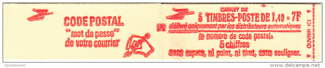 FRANCE Carnet CA2102-C1 De 5 Timbres Rouges Sabine De Gandon à 1,40 F (voir Scan) - Modernes : 1959-...