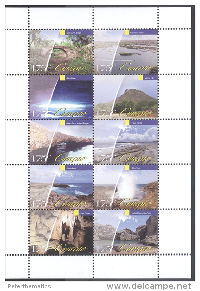 CURACAO,2013,MNH,TOURIST SITES, MOUNTAINS, BRIDGES, BEACHES, SHEETLET OF 10v - Isole