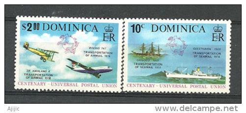 ILE De La DOMINIQUE (Caraïbes) Transport Du Courrier: Avions De Haviland,Boeing 747,voilier Orinoco 1851,etc) 2 T-p ** - Dominica (1978-...)
