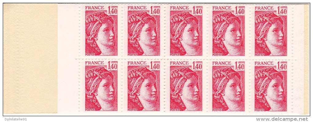 FRANCE Carnet CA2102-C7de 20 Timbres Rouges Sabine De Gandon à 1,40 F (voir Scan) - Moderne : 1959-...