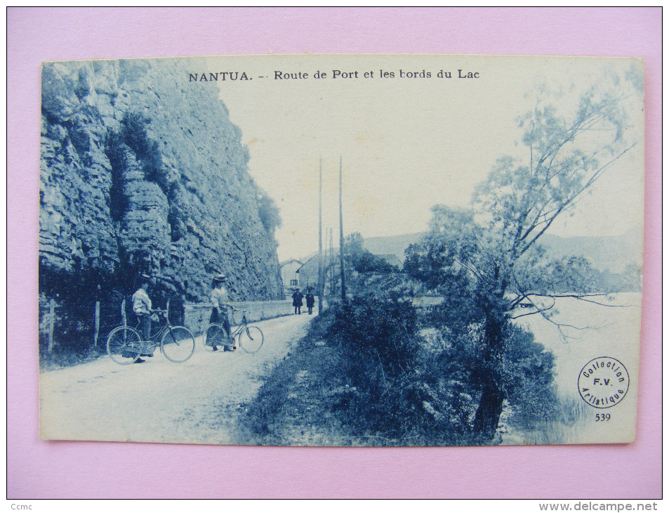 CPA Nantua (01) - Route De Port Et Le Bords Du Lac (vélos) - Nantua