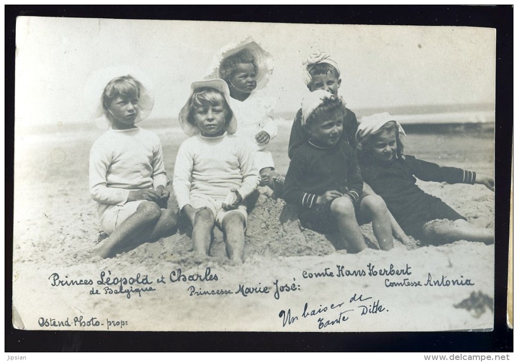 Cpa Carte Photo Princes Leopold Et Charles De Belgique ...  Ostend Photo   BOR1 - Familles Royales